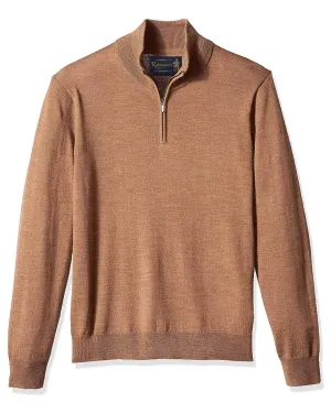 1/4 Zip Mock Sweater in Camel 100% Merino Wool