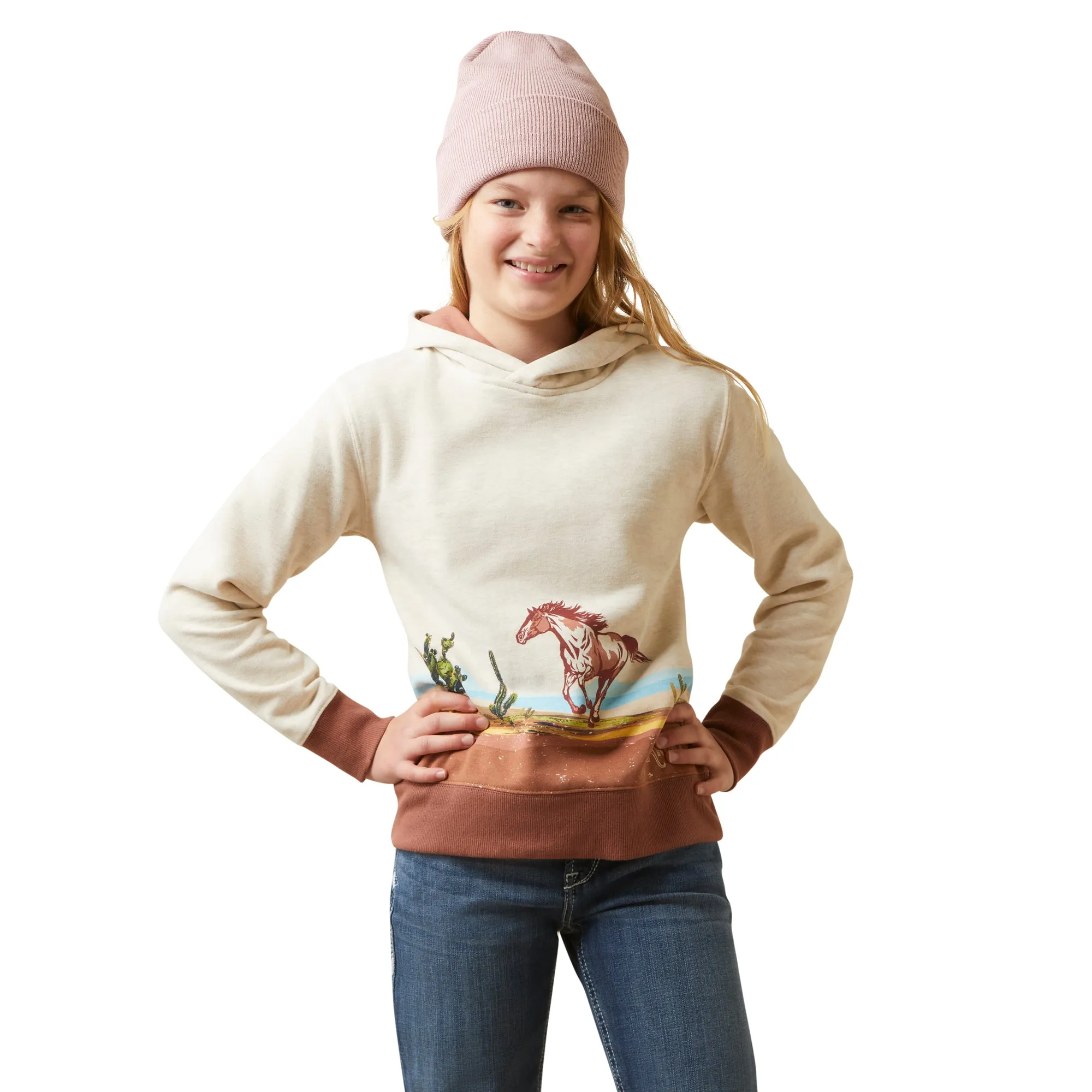 Ariat Girl's Wild Horse Oatmeal Heather Pullover Sweatshirt 10046460