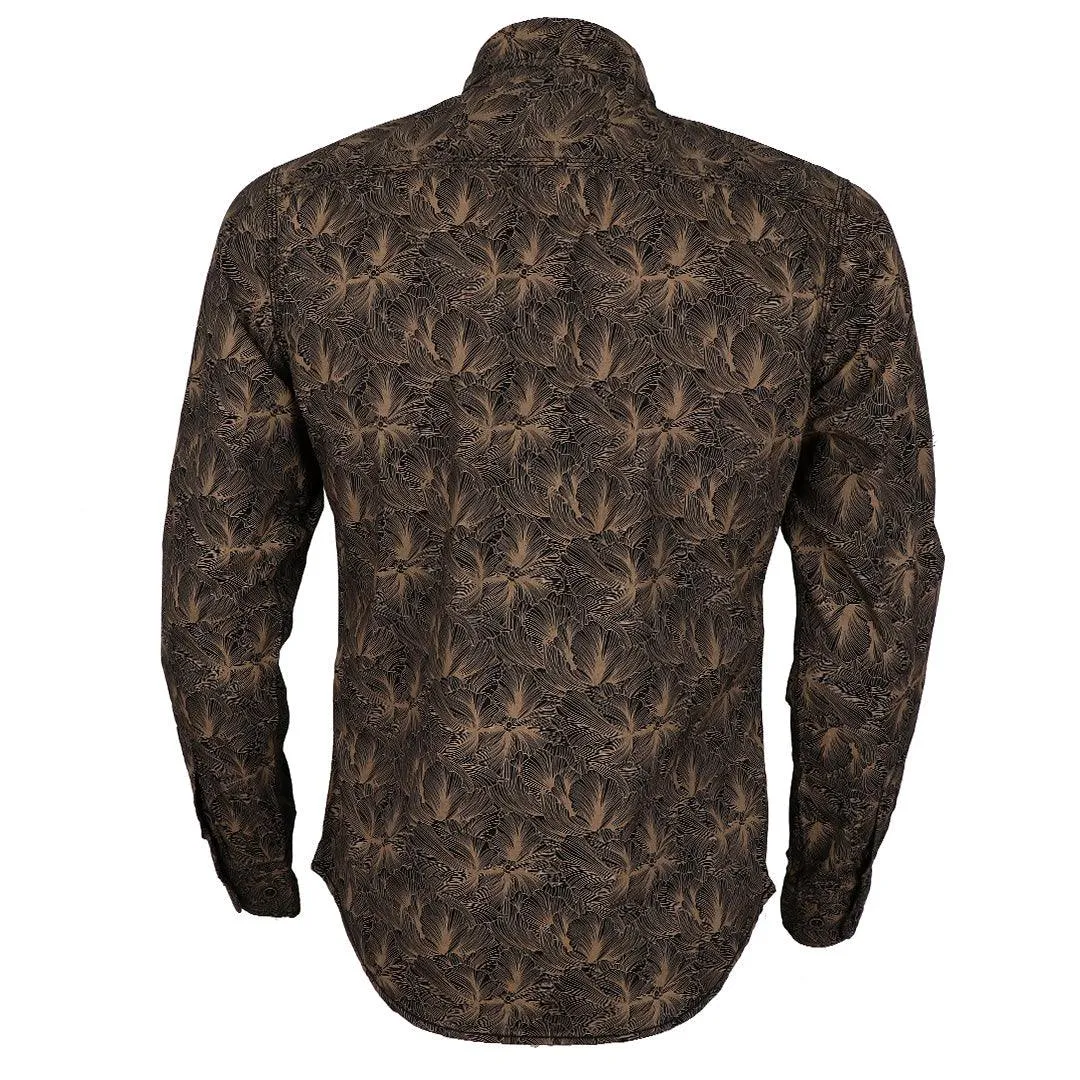 Bajieli Brown And Black Floral Prints Long Sleeve Shirt