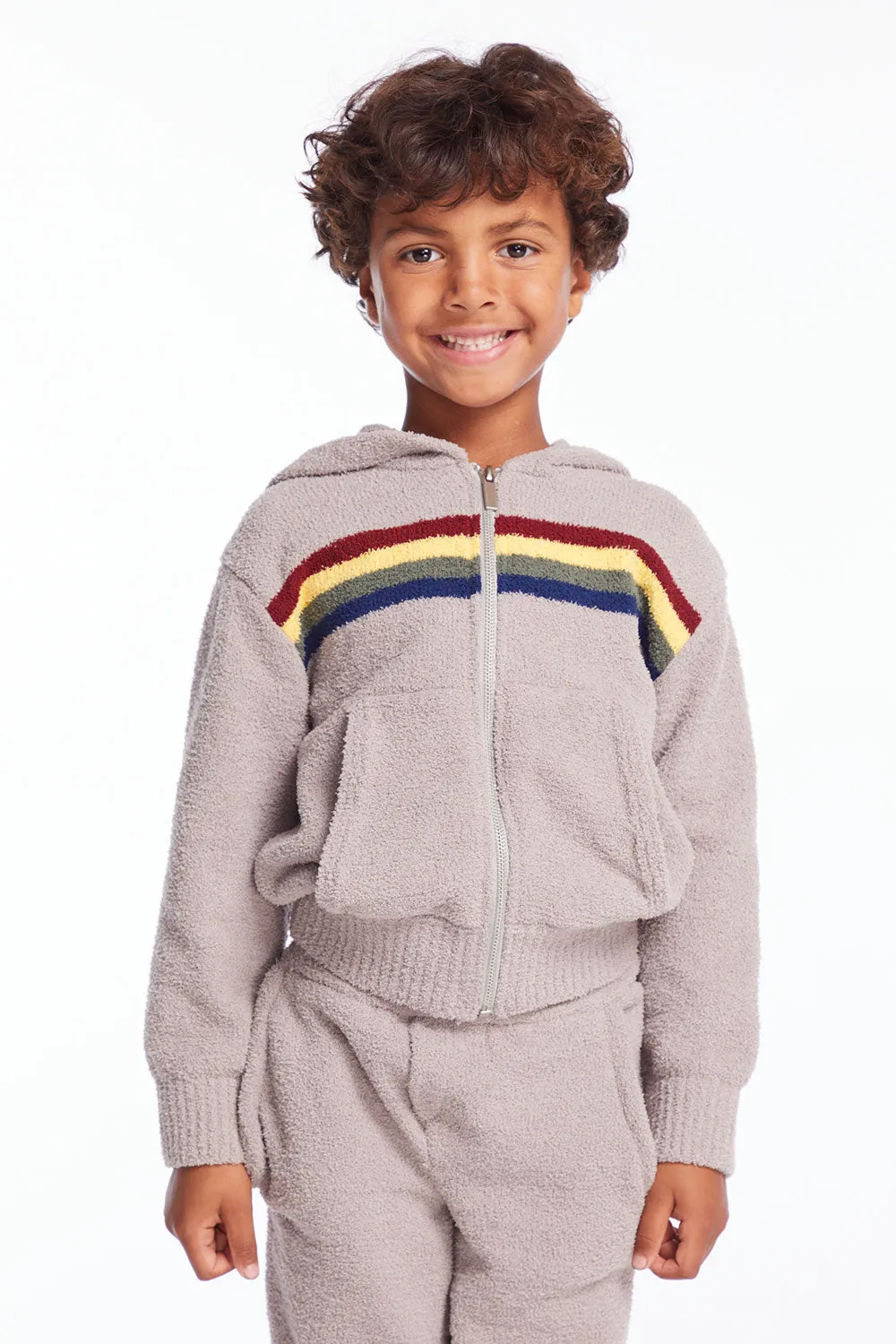 Boys Heather Grey Zip Up Hoodie