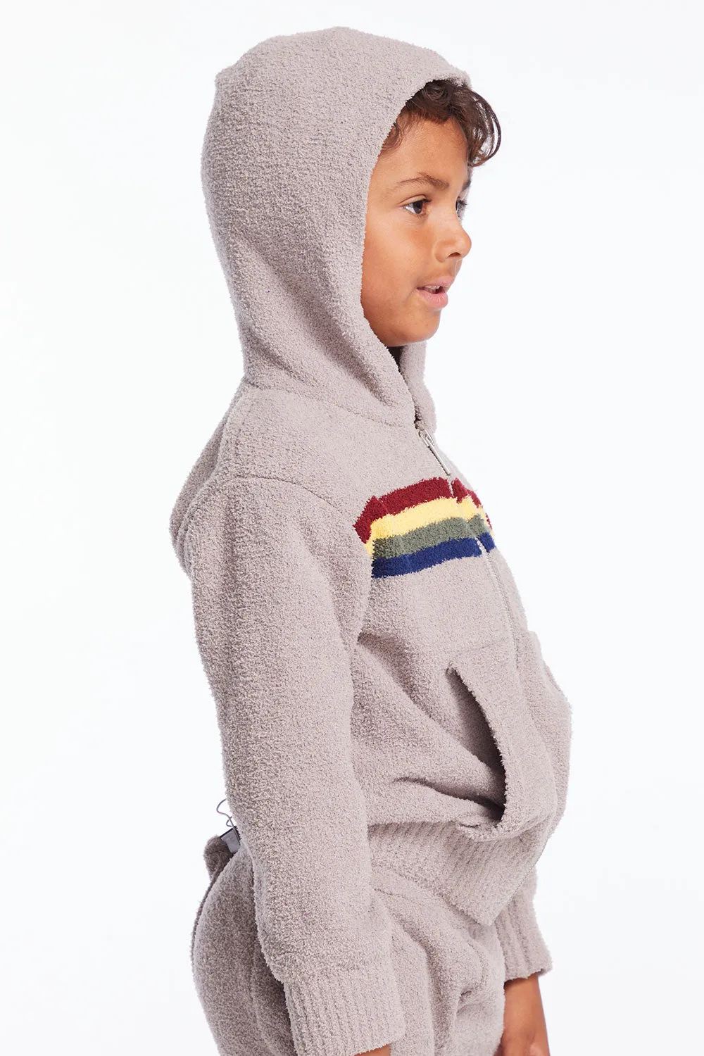 Boys Heather Grey Zip Up Hoodie