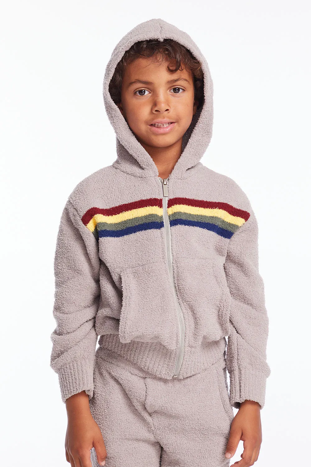 Boys Heather Grey Zip Up Hoodie