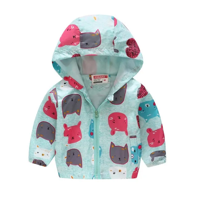 Cartoon Printed Hooded Jackets For Boys&Girls