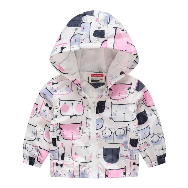 Cartoon Printed Hooded Jackets For Boys&Girls