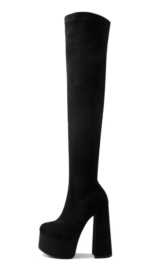 Chunky High Heels Platform Stretch Overknee Boots