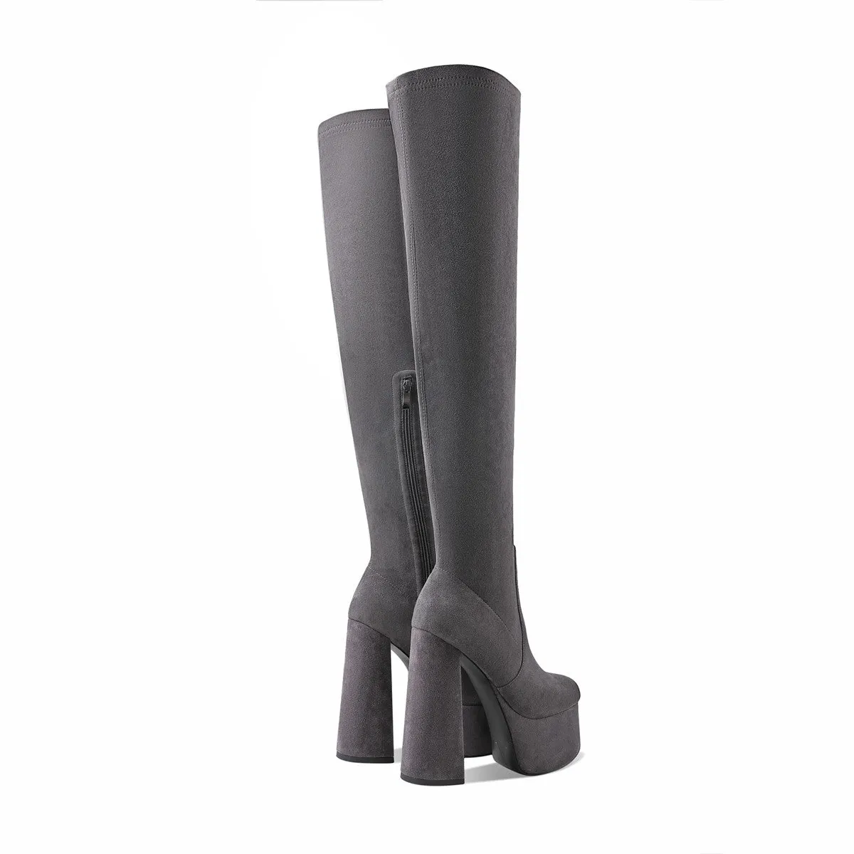 Chunky High Heels Platform Stretch Overknee Boots