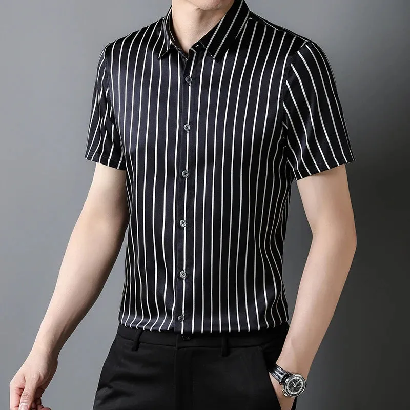 Classic Striped Real Silk Shirts