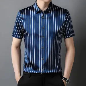 Classic Striped Real Silk Shirts