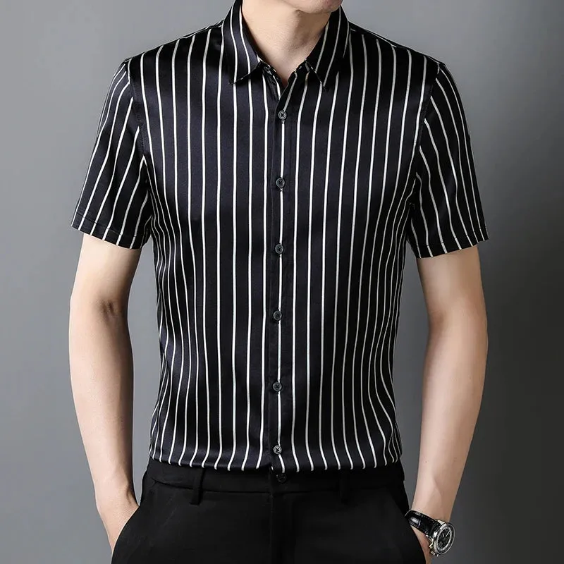 Classic Striped Real Silk Shirts