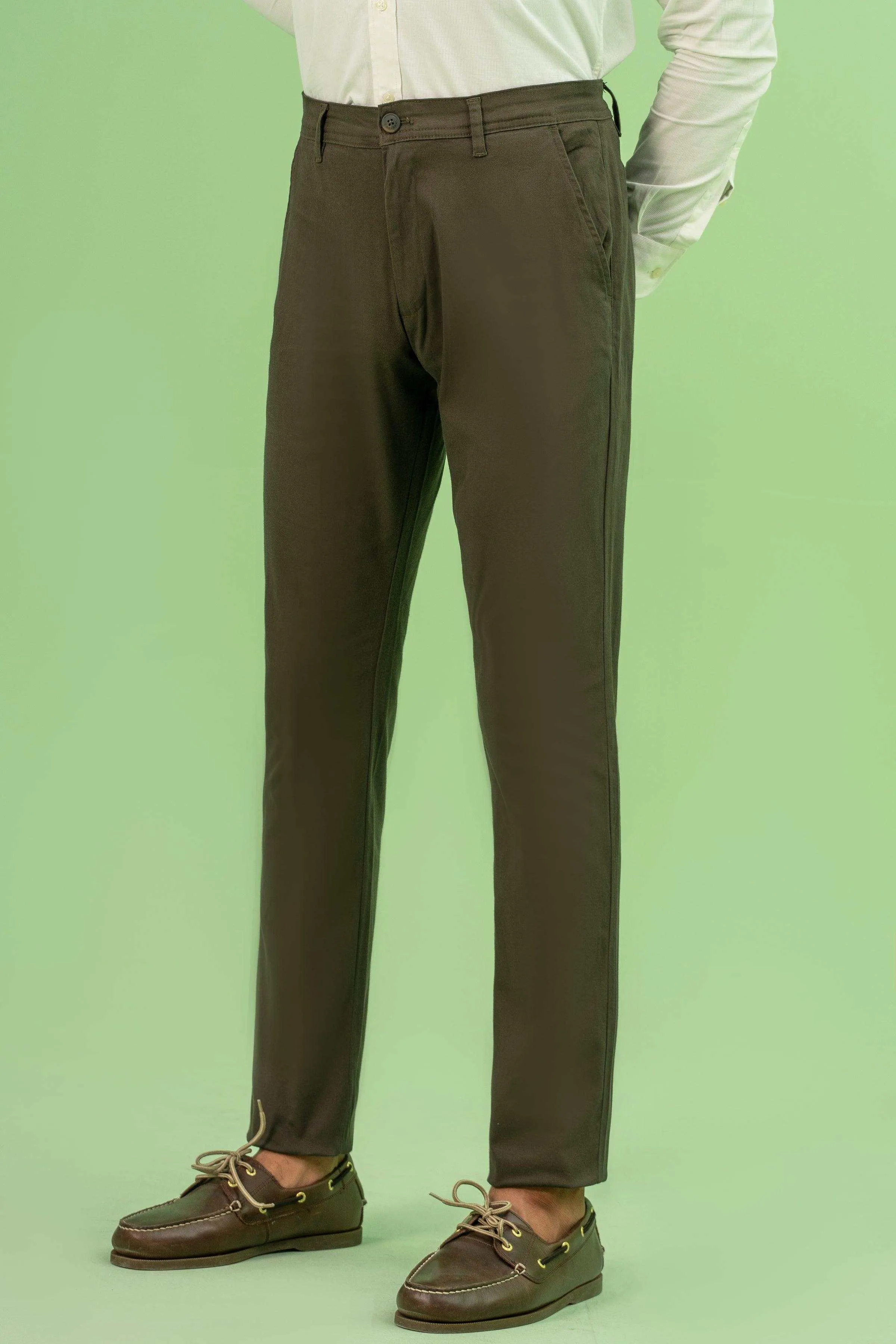 CROSS POCKET SATAIN SLIM FIT PANT DARK OLIVE