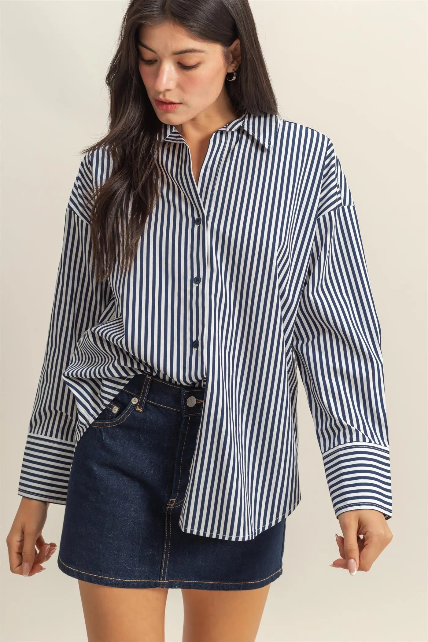 DZ25C432-Classy Long Sleeve Button Down Shirt