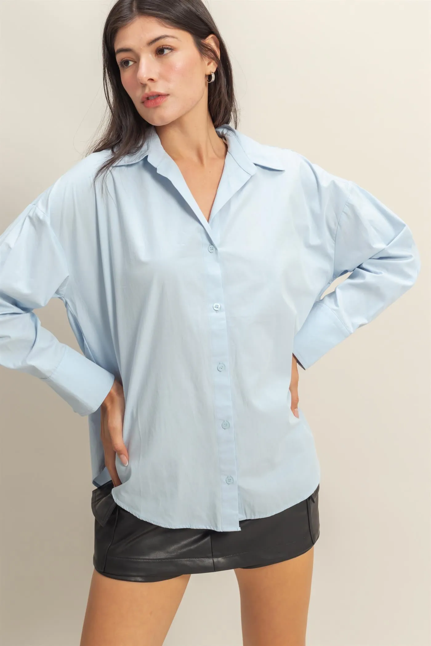 DZ25C432-Classy Long Sleeve Button Down Shirt