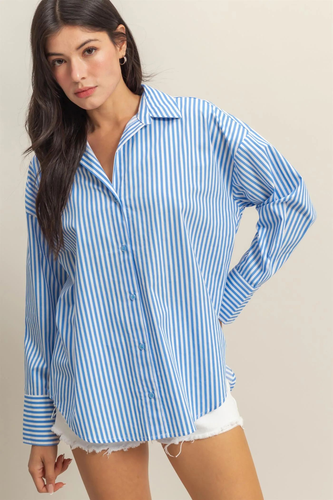 DZ25C432-Classy Long Sleeve Button Down Shirt