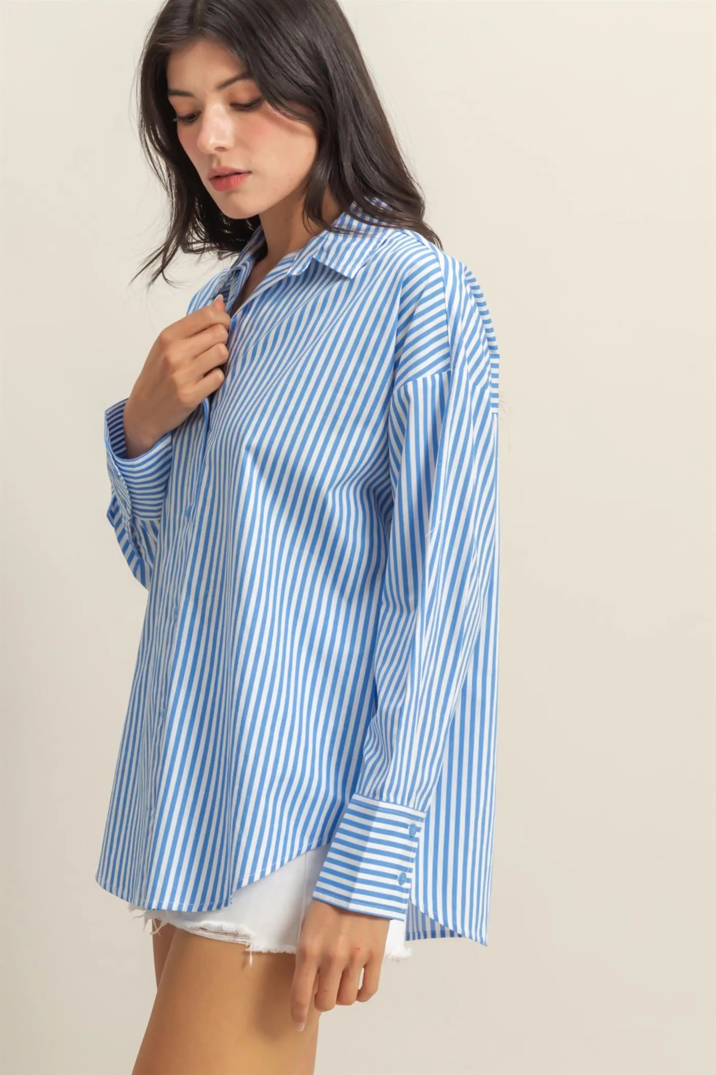 DZ25C432-Classy Long Sleeve Button Down Shirt