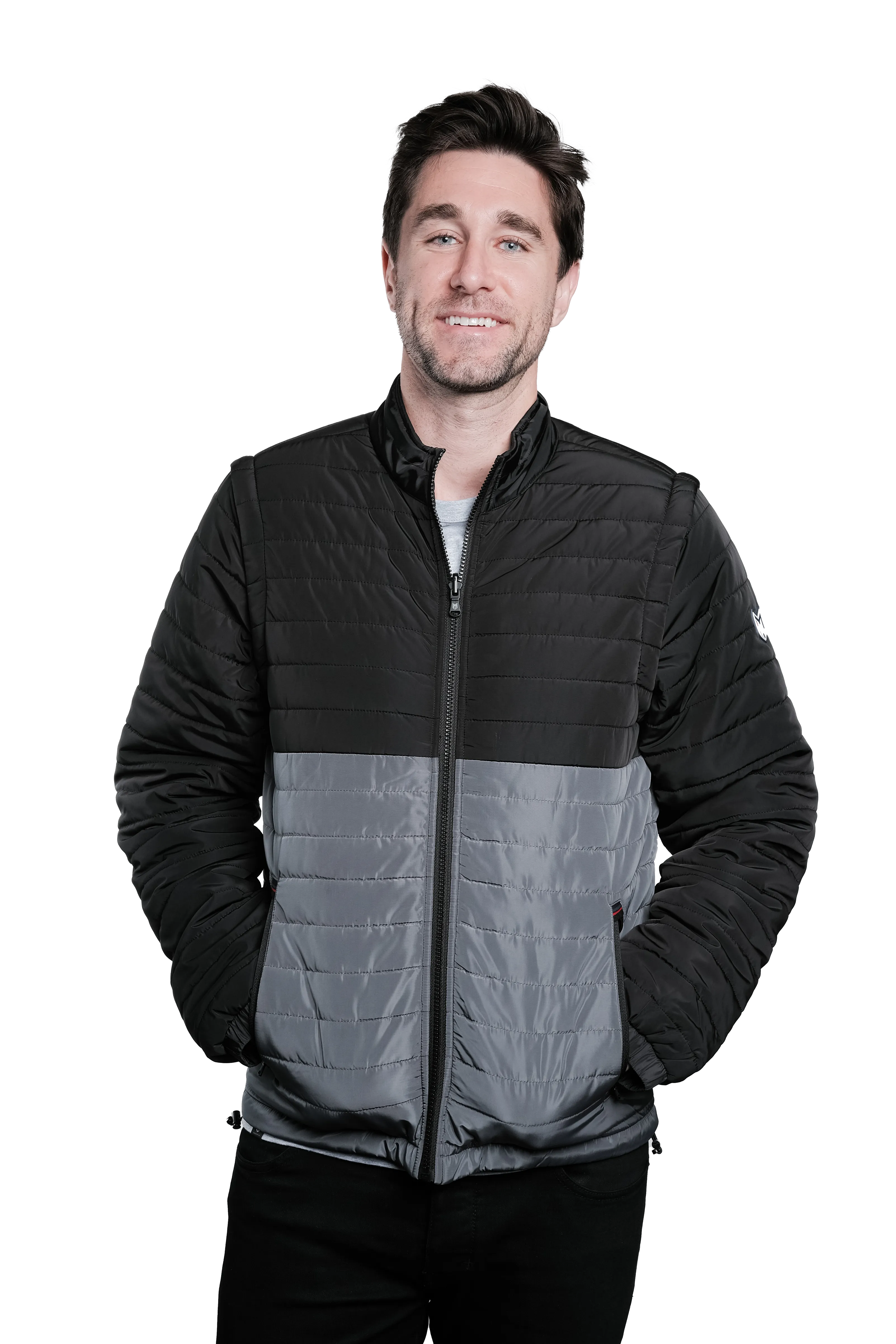 Everest Black/Grey Men's Puffer Jacket Removable Arms