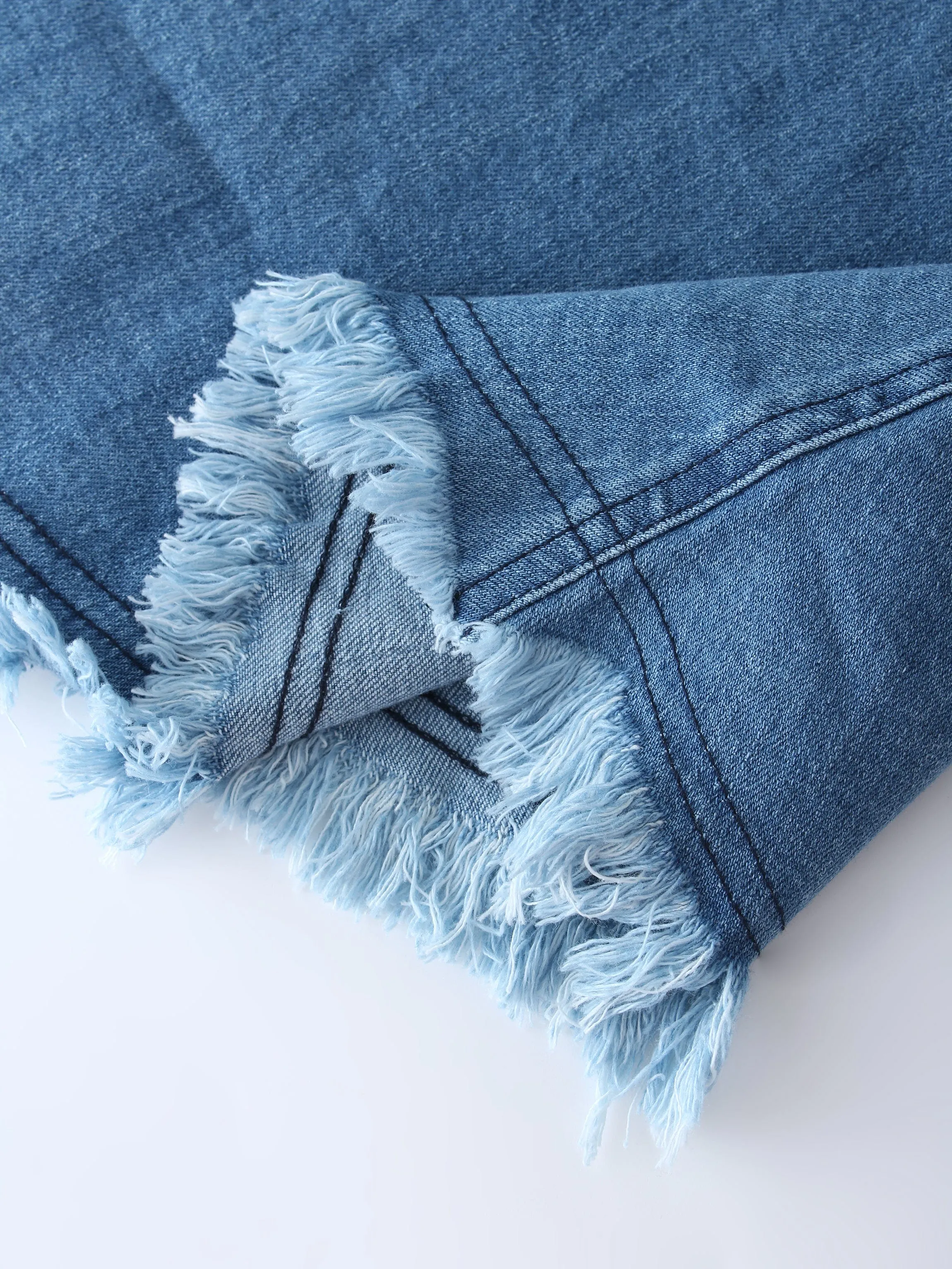 Fringe Denim Skirt-Blue