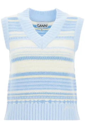 GANNI "soft striped knit vest with a comfortable