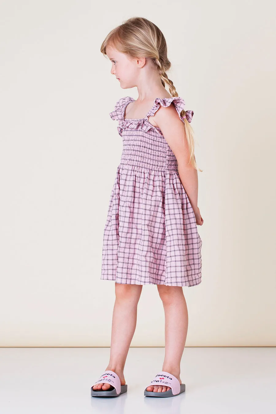 Girls Dress Tocoto Vintage Check Pink