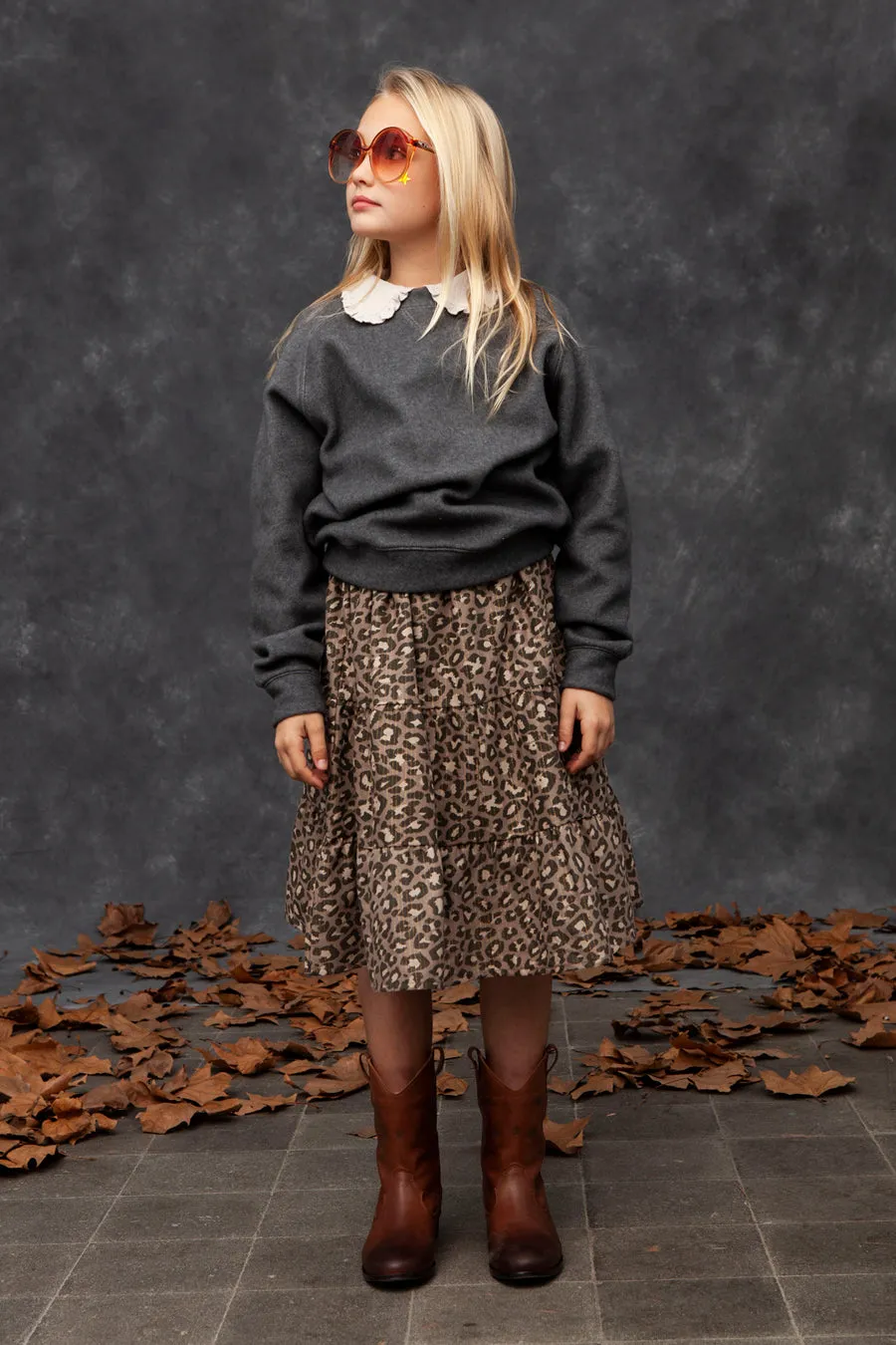 Girls Skirt Tocoto Vintage Midi Animal