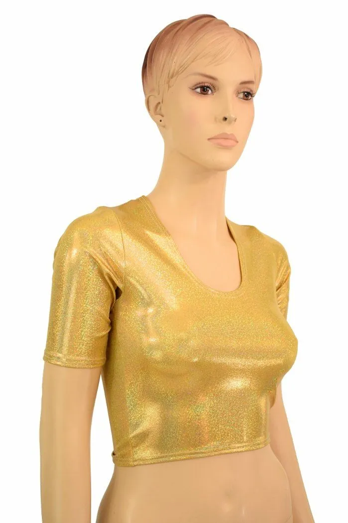 Gold Sparkly Jewel Crop Top