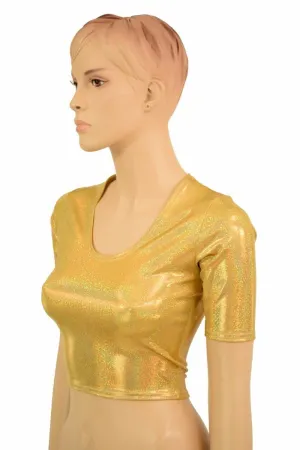 Gold Sparkly Jewel Crop Top