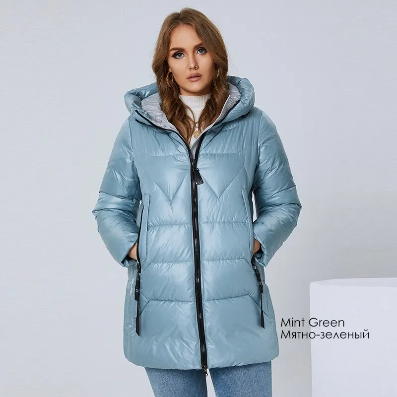 HaiLuoZi Unten Jacke Mid-lange Plus Größe Winter Mantel Fashion Zipper  Dicken Parka Baumwolle Casual