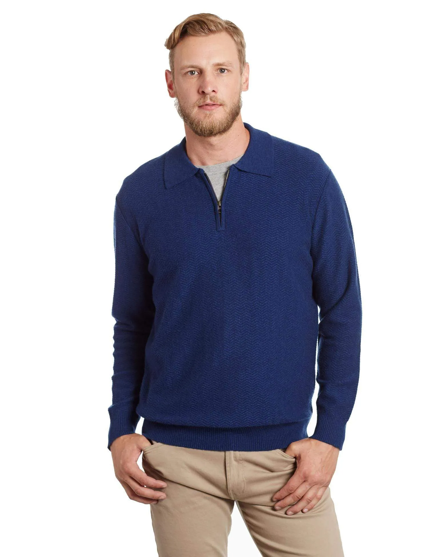 Herringbone Men's Cashmere Sweater