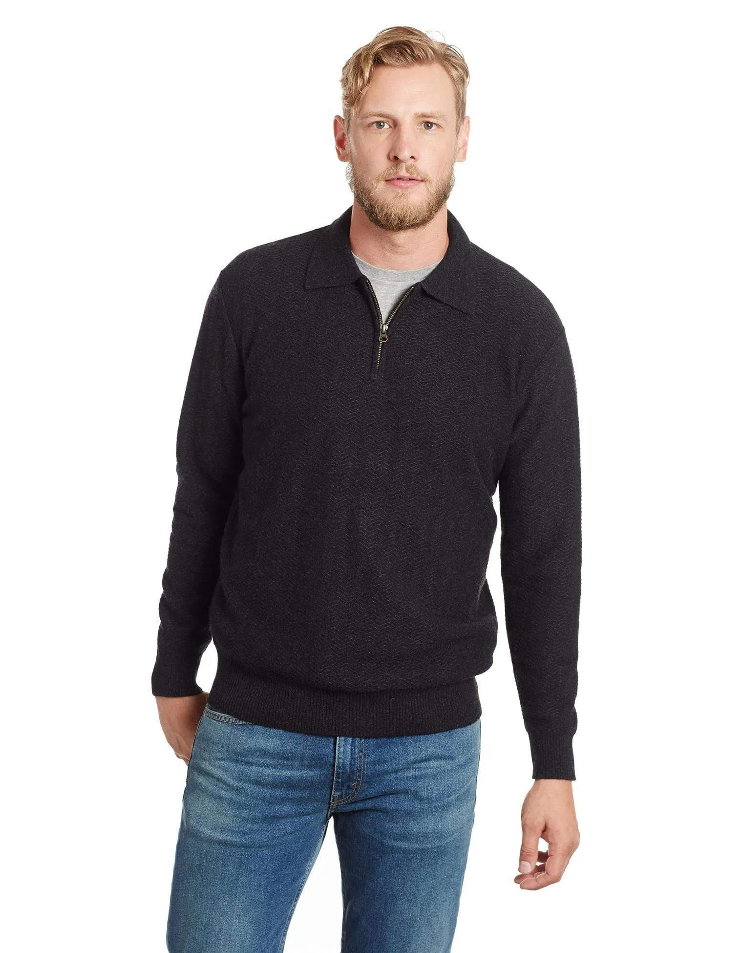 Herringbone Men's Cashmere Sweater