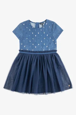 IKKS Chambray and Tulle Girls Dress