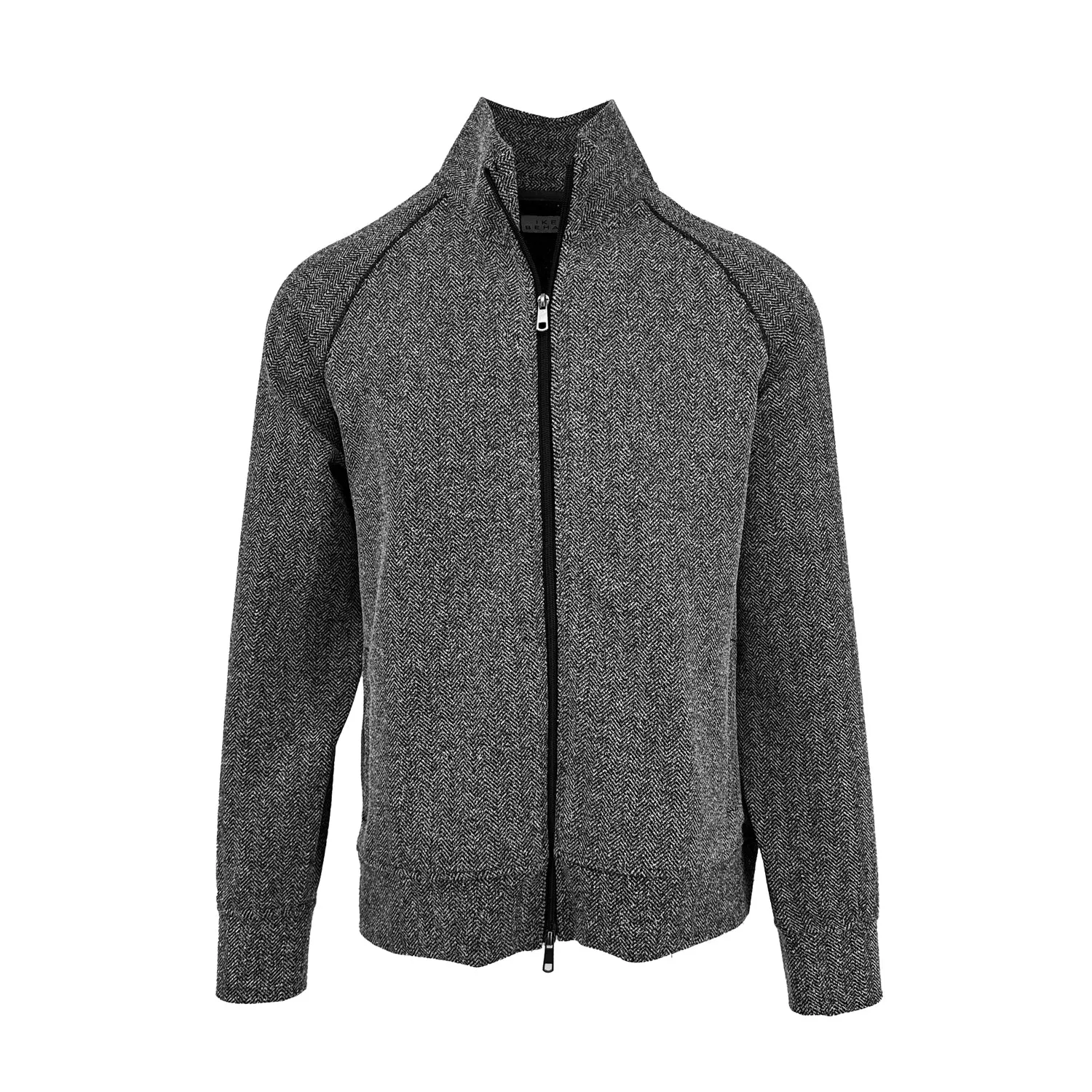 Jacquard Stretch Knit Herringbone Track Jacket