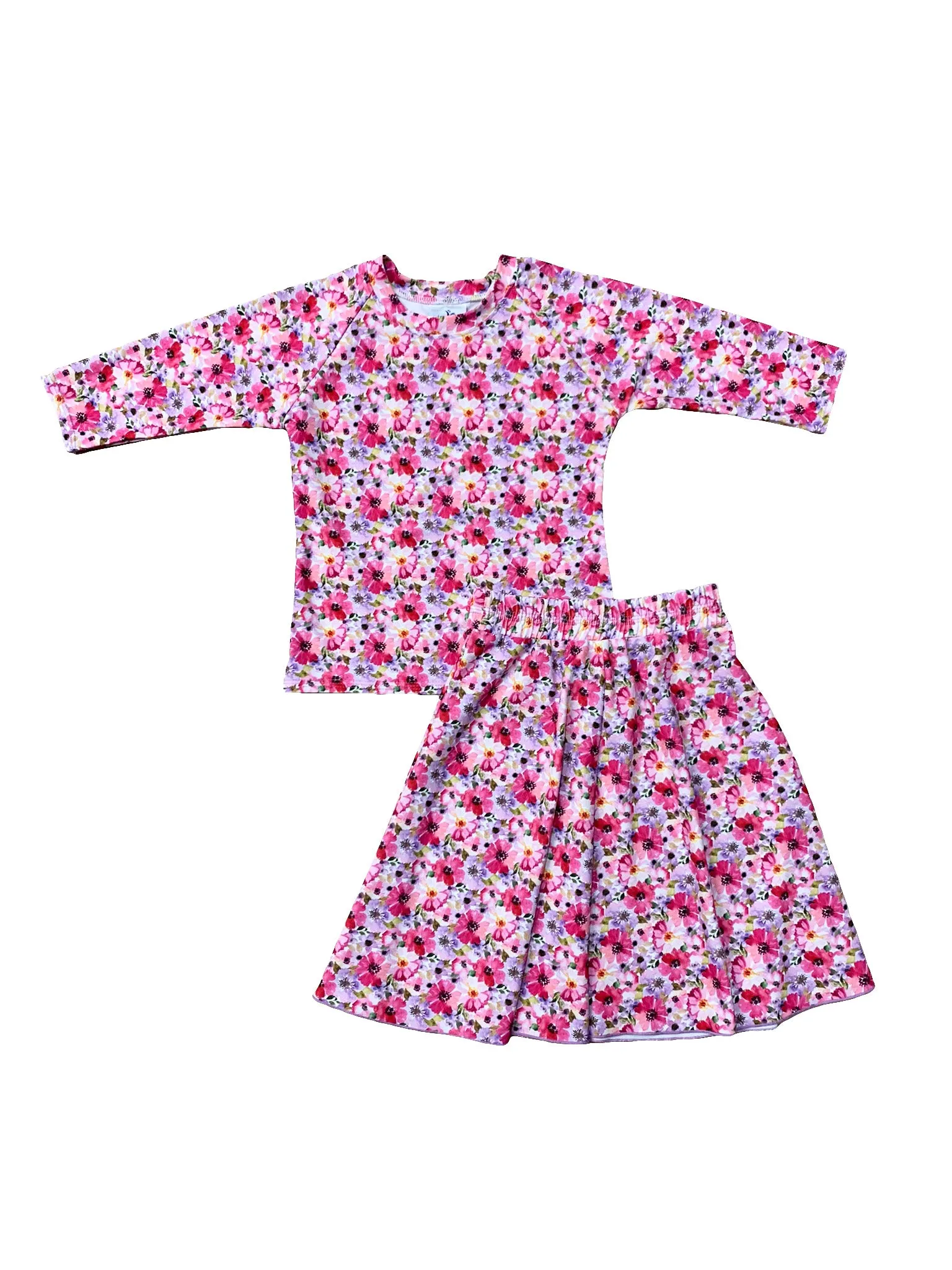 Kids Pink Floral Swim Set