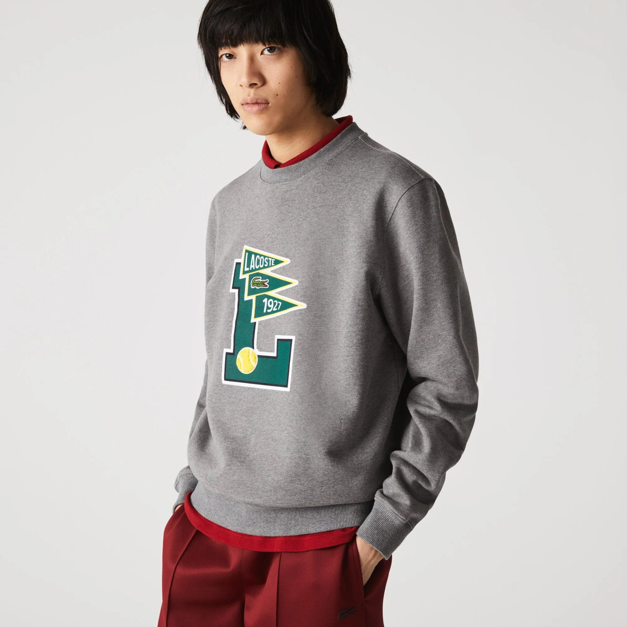 Lacoste Men's Pennants L Badge Cotton Fleece Sweatshirt