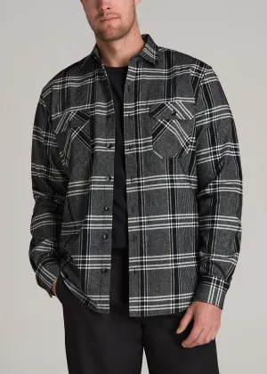 LJ&S Rugged Plaid Shirt Men's in Black and Light Grey Plaid