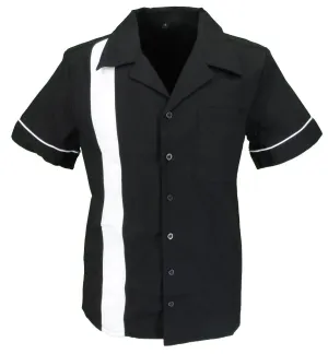 Mazeys Retro Black/White 1 Stripe Rockabilly Bowling Shirts