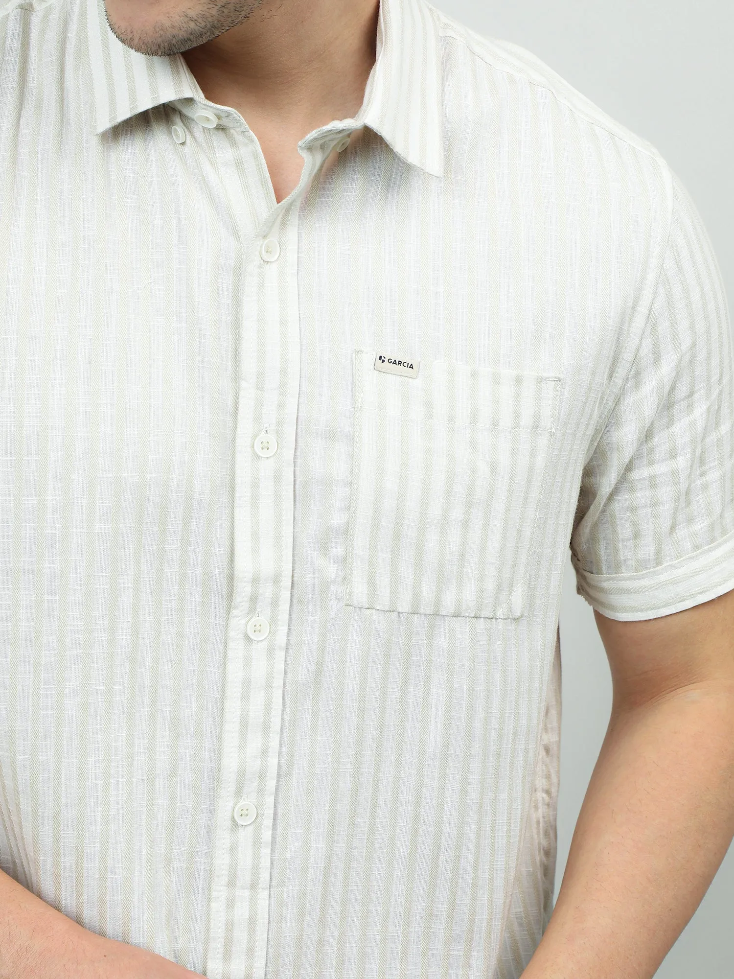 Men Cotton Cream Classic Shirt