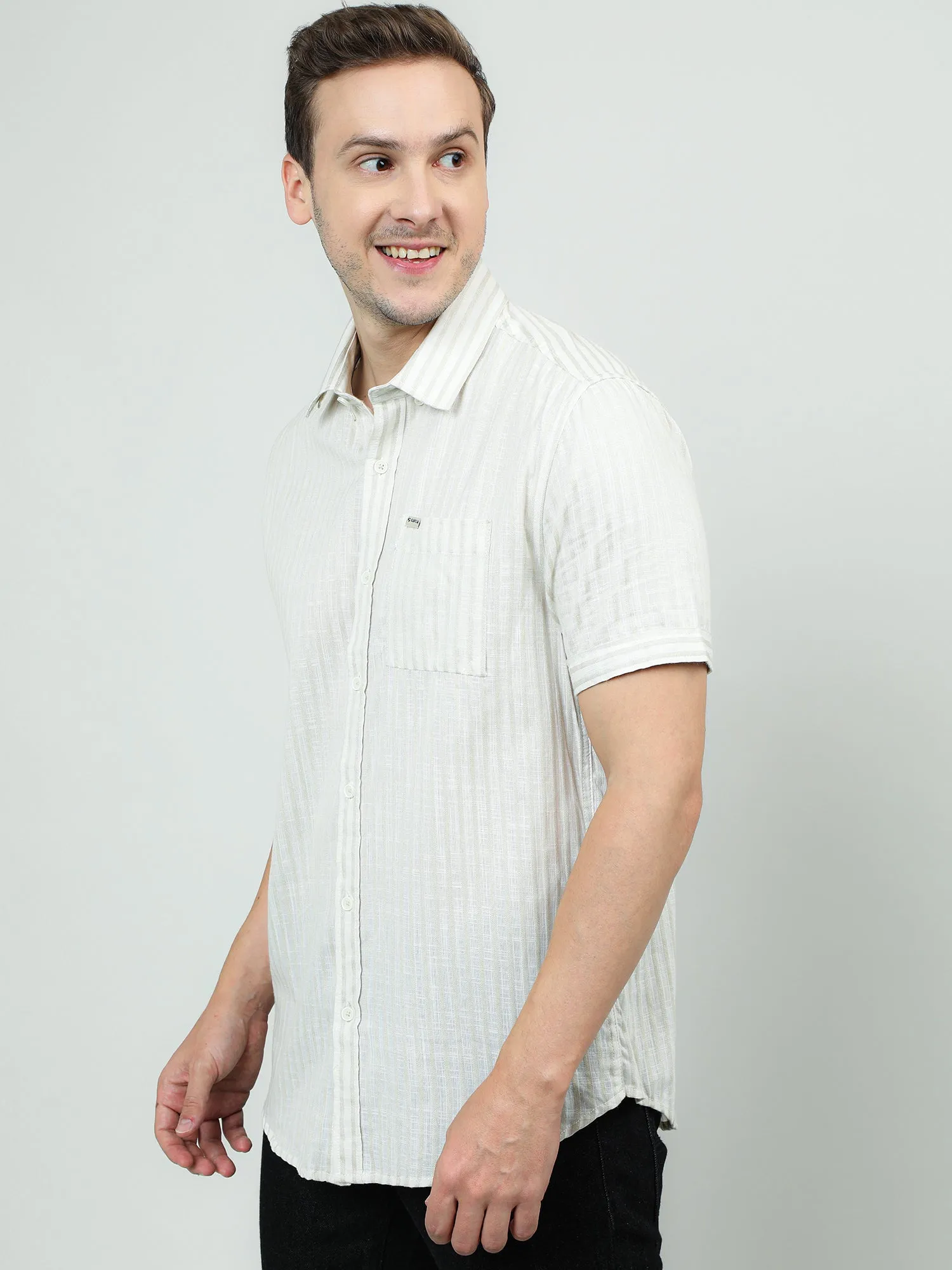 Men Cotton Cream Classic Shirt