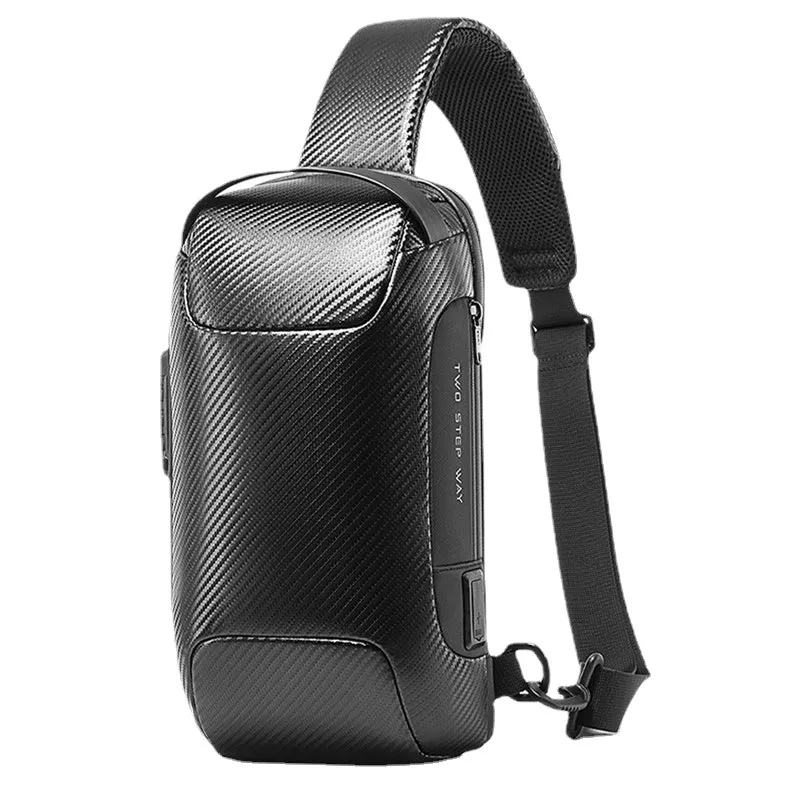 Men Oxford USB Charging Multi-Layers Waterproof Outdoor Crossbody Bag Chest Sling