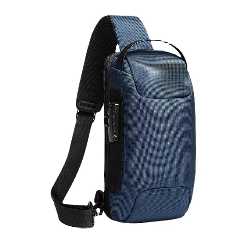 Men Oxford USB Charging Multi-Layers Waterproof Outdoor Crossbody Bag Chest Sling