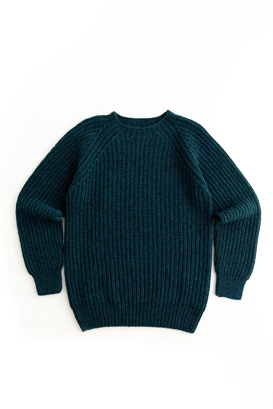 Mens Geelong Superfine Lambswool Fisherman’s Rib Jumper - Teal