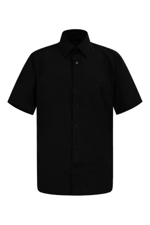 Men's Regular Fit Short Sleeve Solid Color Dress Shirts (Black)