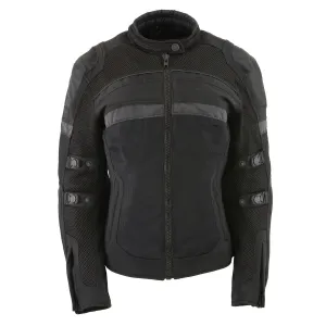 Milwaukee Leather MPL2775 Black Armored Textile Motorcycle Jacket for Women - All Season Jacket w/ Removable Liner