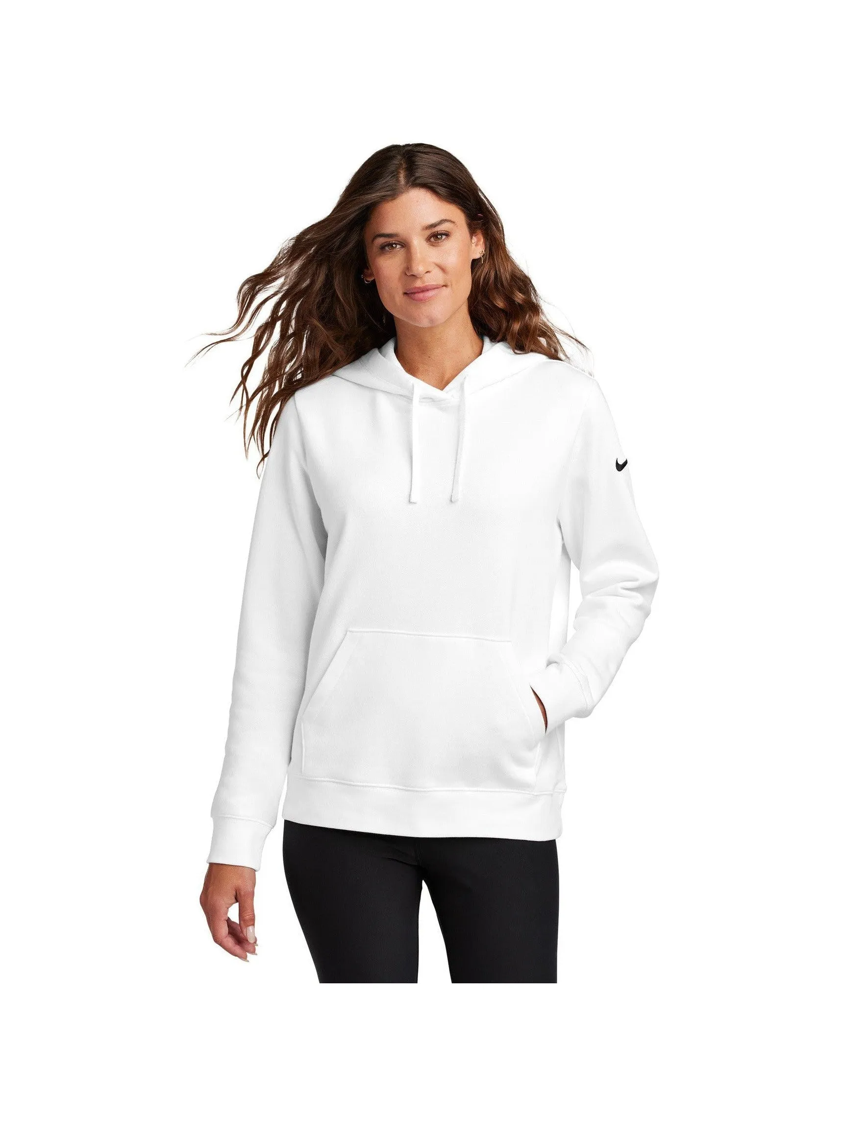 Nike Ladies Club Fleece Sleeve Swoosh Pullover Hoodie