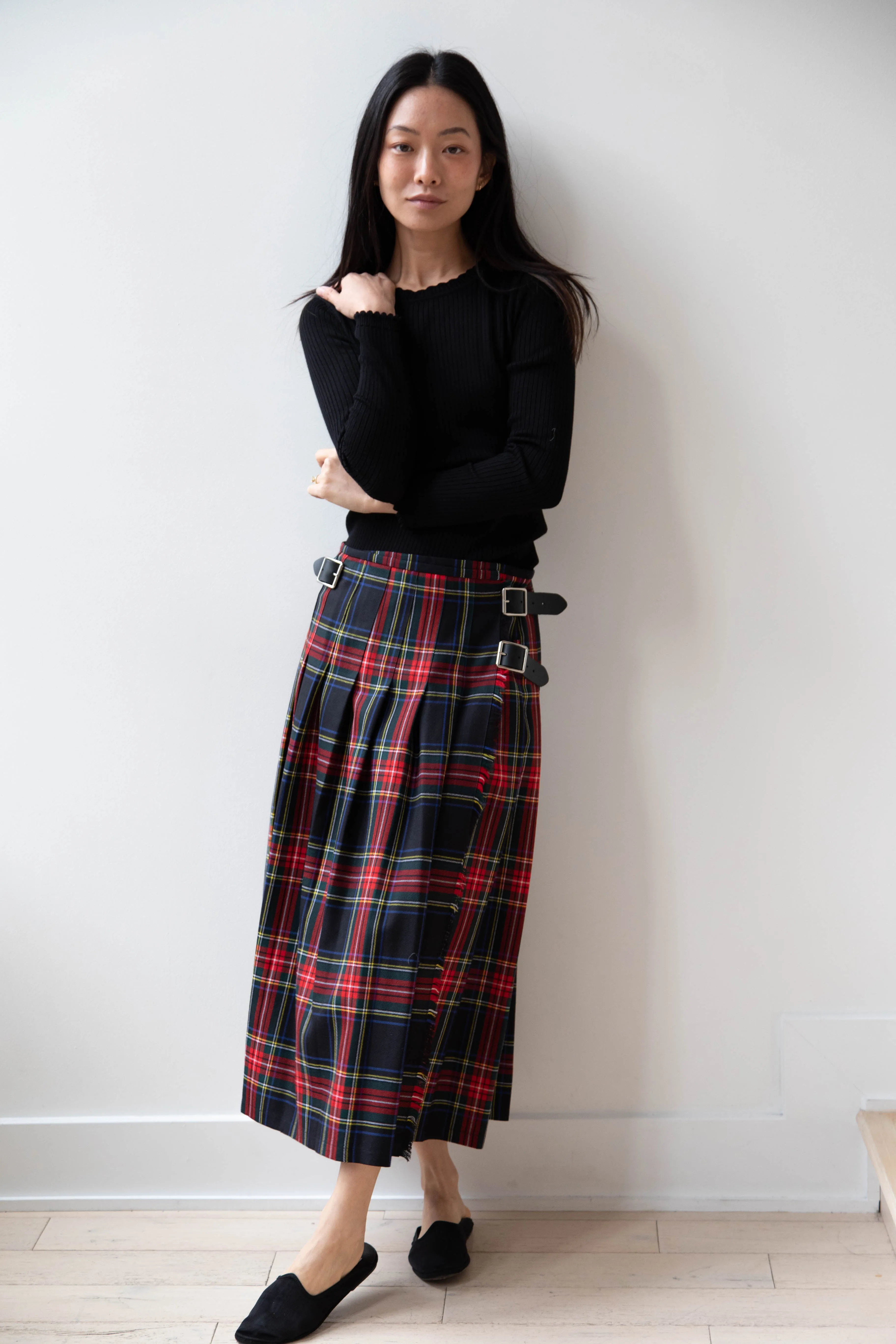 O'Neil of Dublin | Pleated Skirt in Red & Black Check