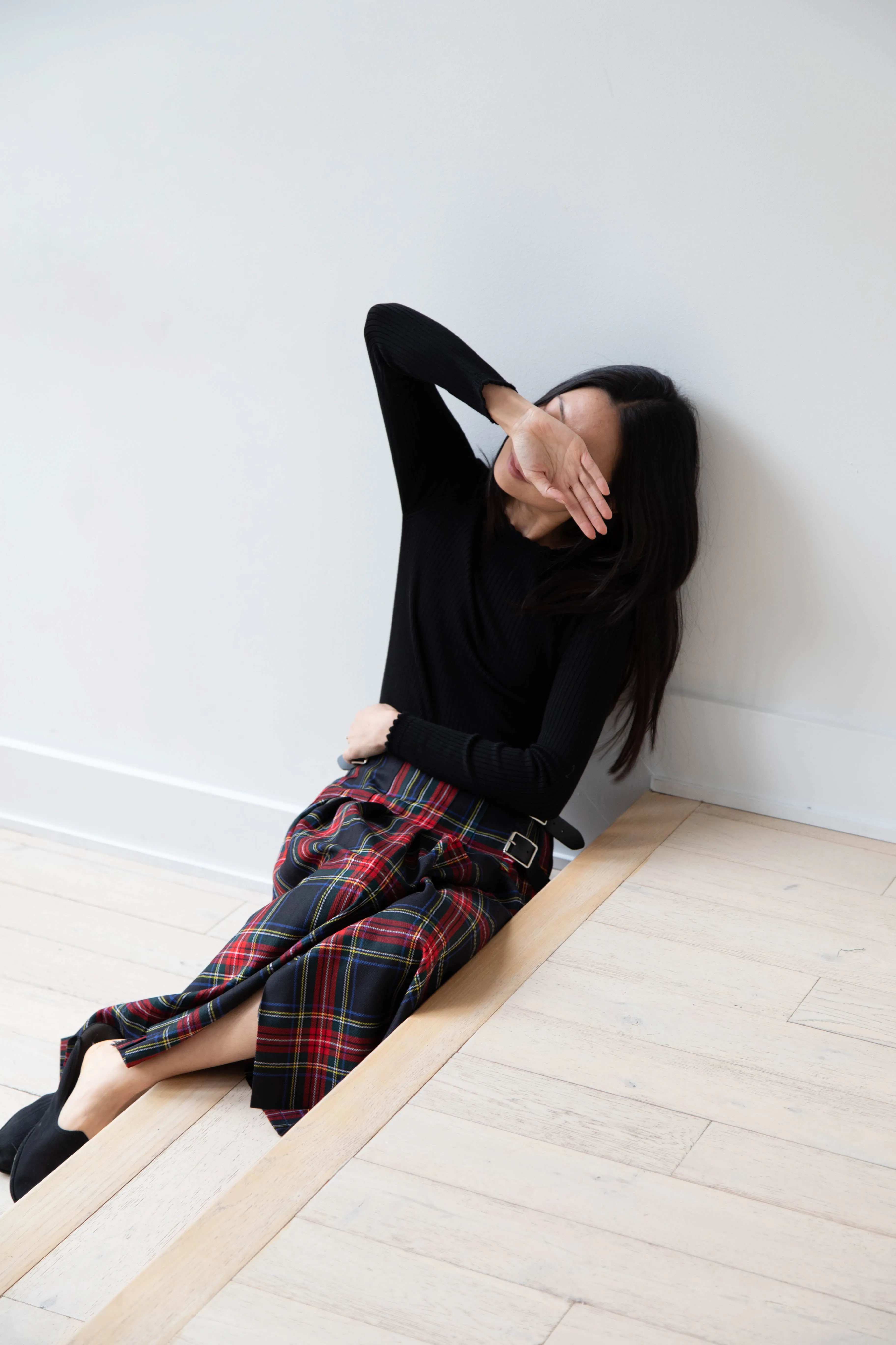 O'Neil of Dublin | Pleated Skirt in Red & Black Check