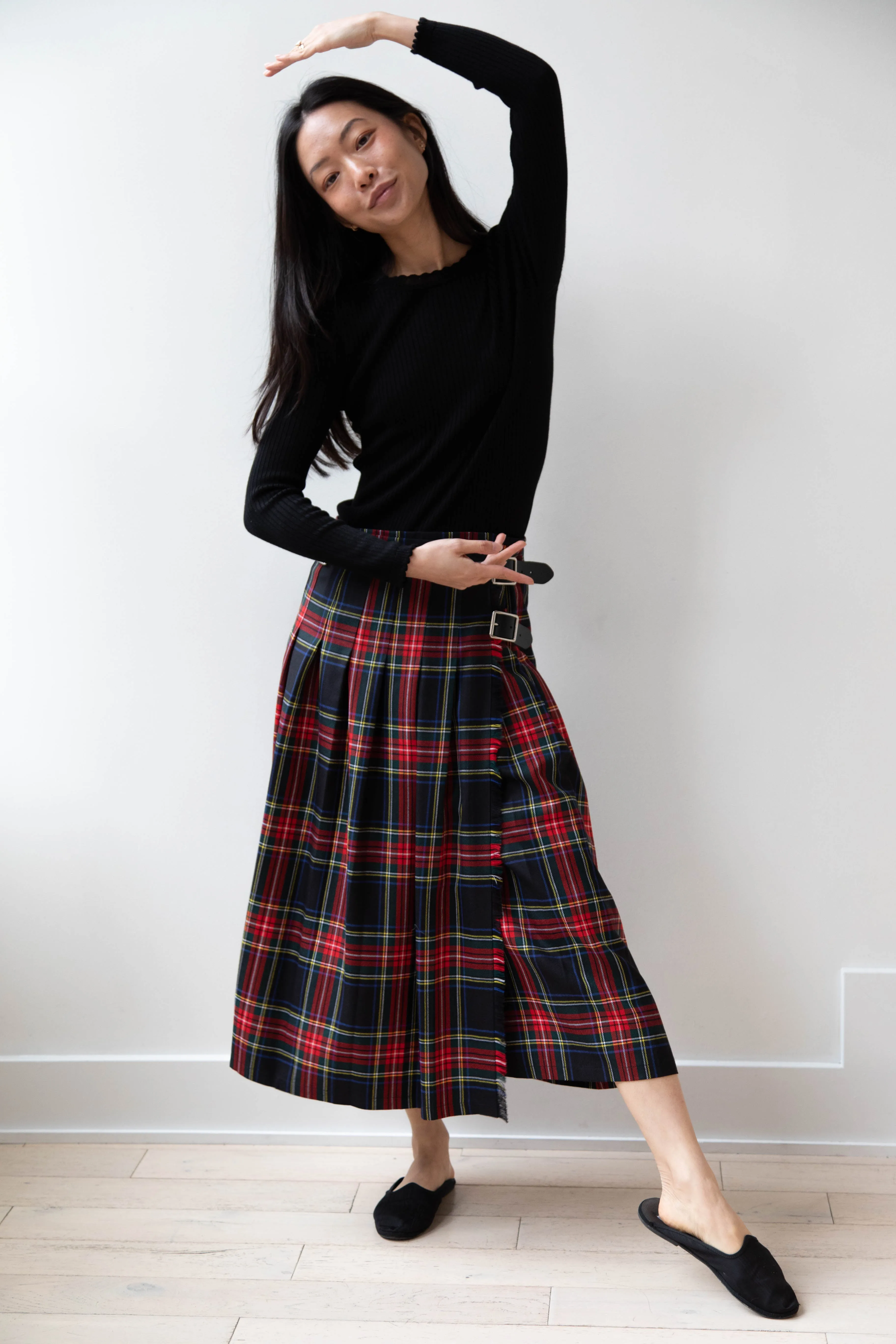 O'Neil of Dublin | Pleated Skirt in Red & Black Check