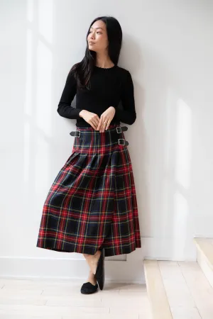 O'Neil of Dublin | Pleated Skirt in Red & Black Check