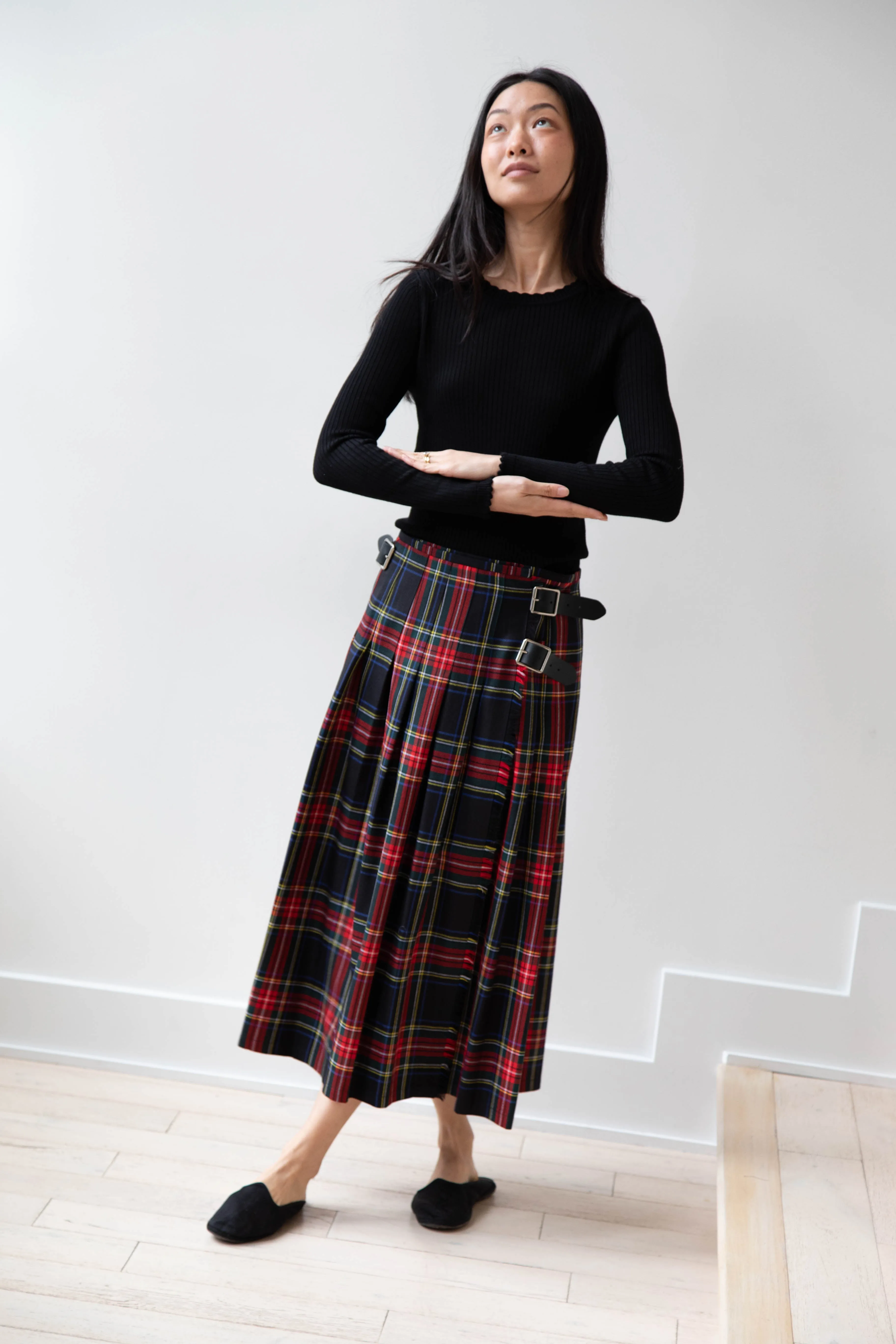 O'Neil of Dublin | Pleated Skirt in Red & Black Check