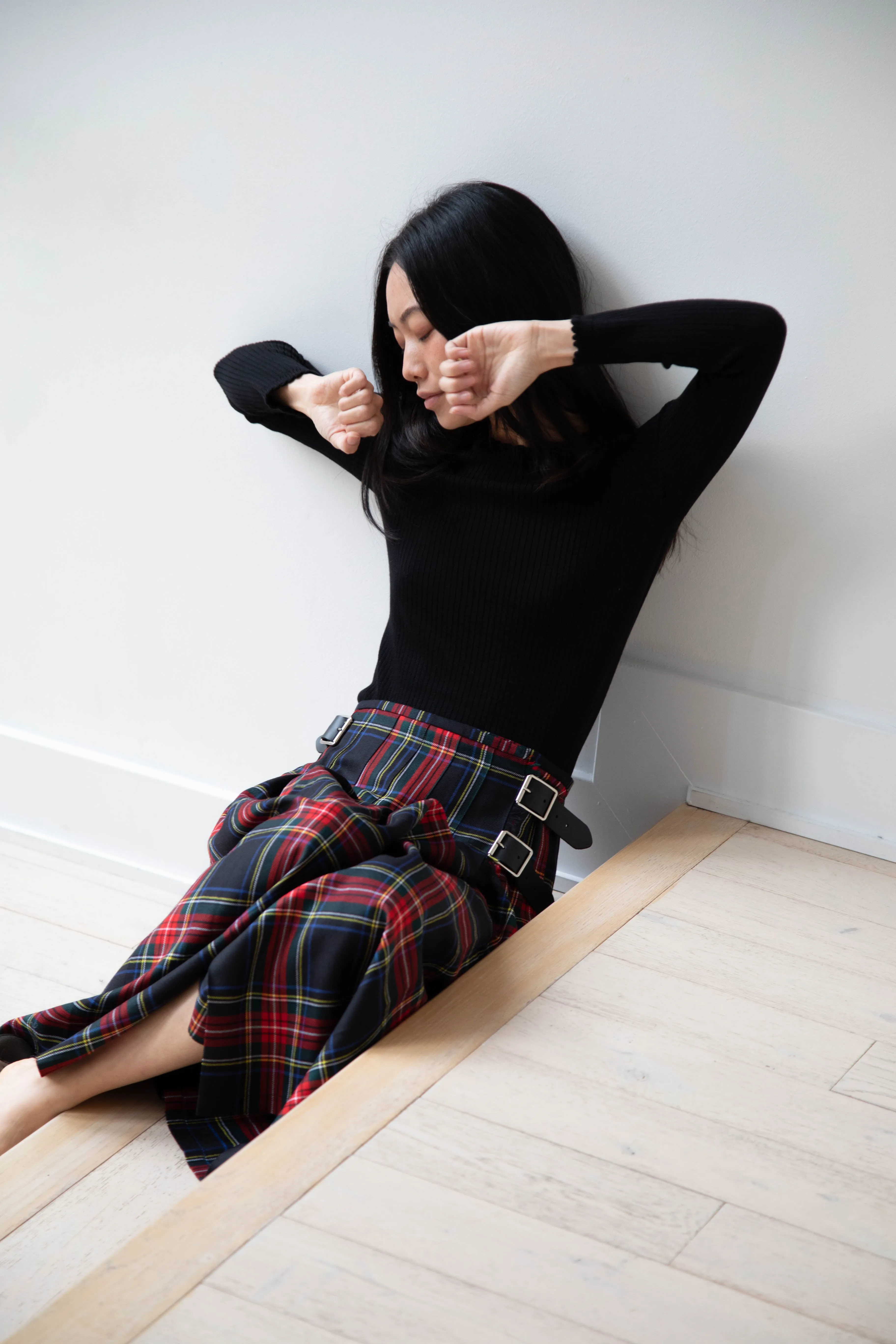 O'Neil of Dublin | Pleated Skirt in Red & Black Check