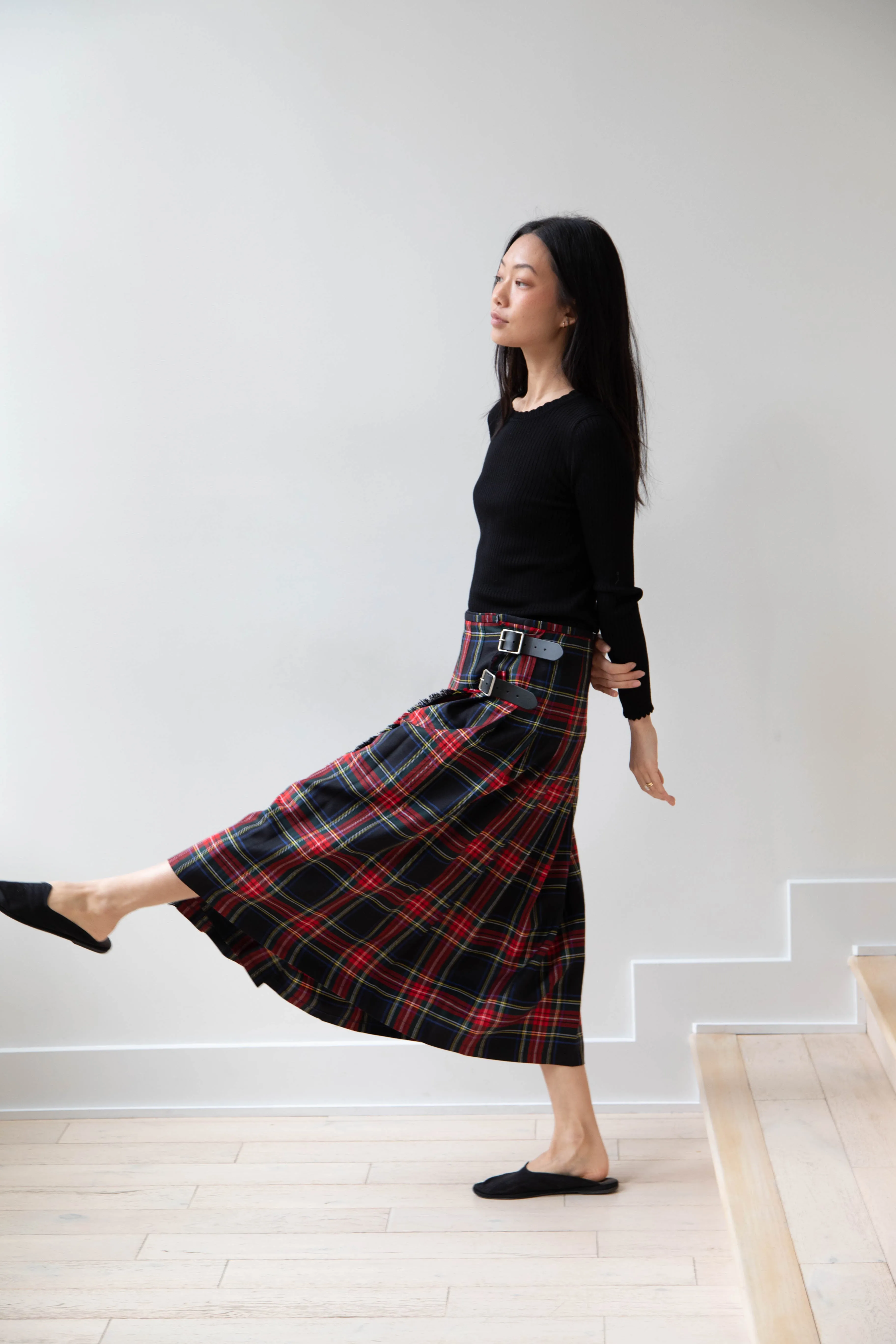 O'Neil of Dublin | Pleated Skirt in Red & Black Check