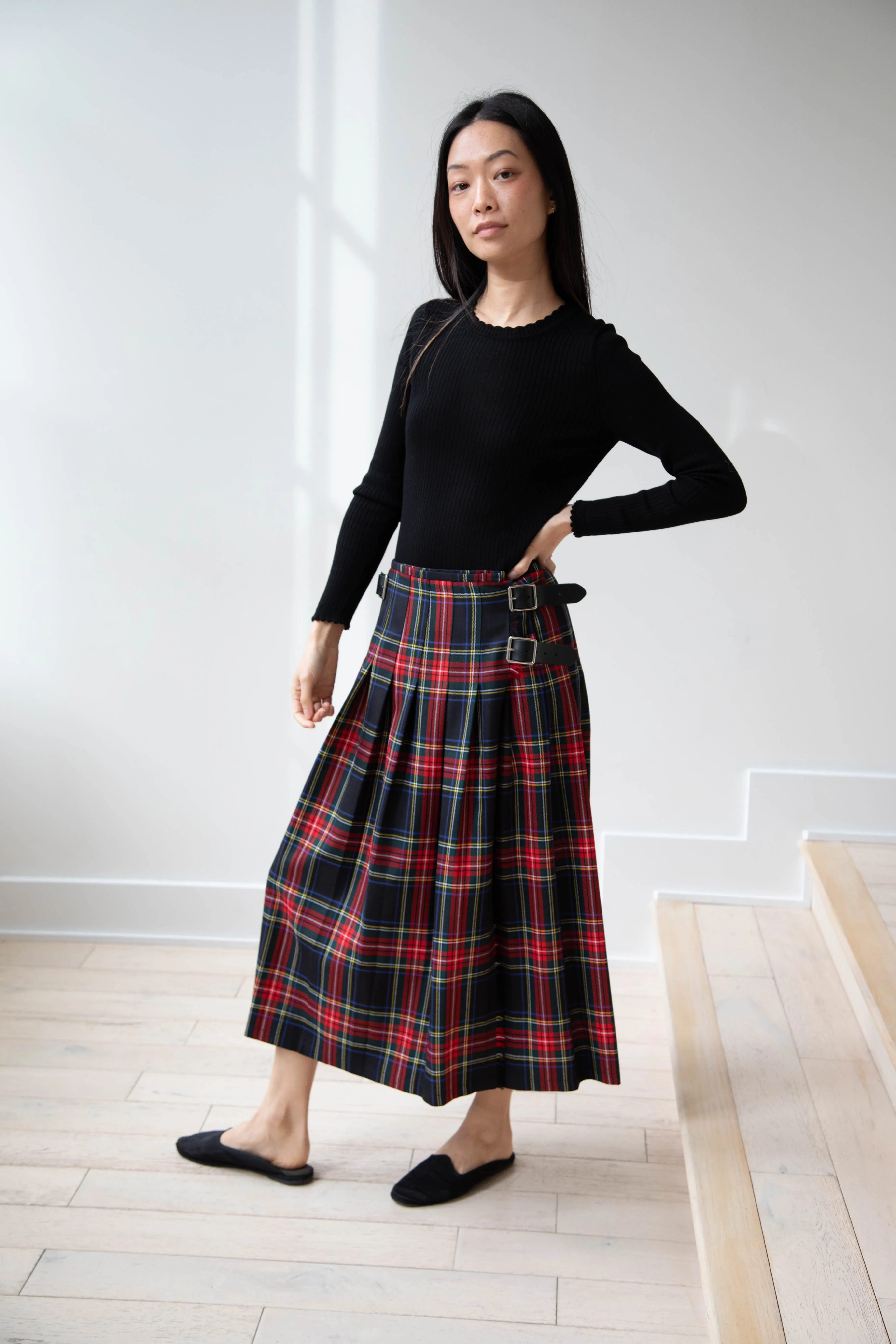 O'Neil of Dublin | Pleated Skirt in Red & Black Check